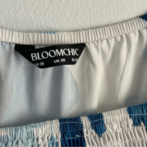 Bloomchic Size 26 floral blue midi dress smocked Easter spring summer maxi 3x 4x - Picture 2 of 8